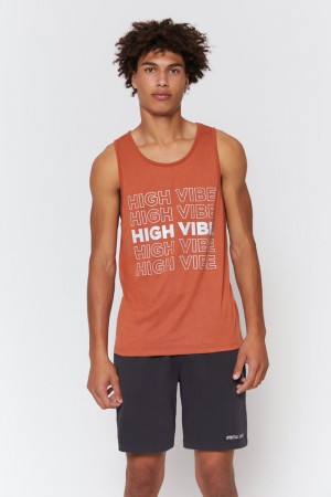 Men's Spiritual Gangster High Vibe Surf Tank Sweatshirts Terracotta | VA1306579