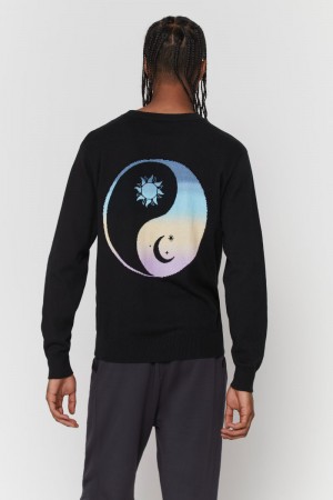 Men's Spiritual Gangster Yin Yang Parker Unisex Sweater Sweatshirts Vintage Black | LV3164729