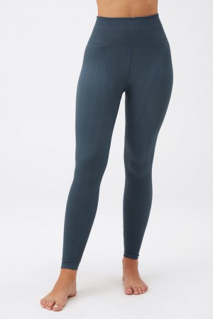 Women's Spiritual Gangster Amara Wide Rib Seamless Legging Leggings Deep Sea Blue | VO2390786