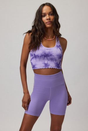 Women's Spiritual Gangster Amor Crop Tank Tops Amethyst Crystal Wash | KC8065971