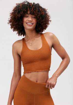 Women's Spiritual Gangster Amor Seamless Crop Tank Tees & Tanks Nutmeg | YX7935201