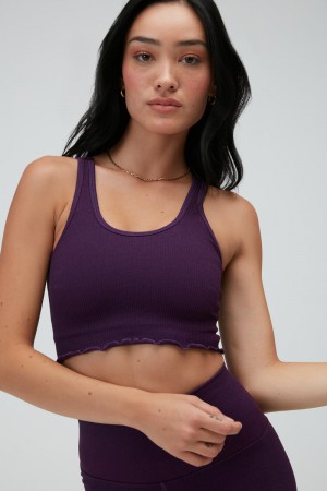 Women's Spiritual Gangster Amor Seamless Crop Tank Tops Berry Wine | LU7139680