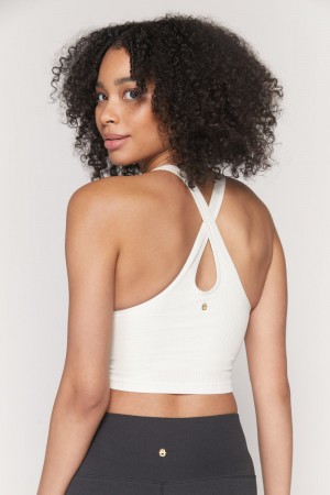 Women's Spiritual Gangster Athena Seamless Crop Tank Bras Stone | EX9730854