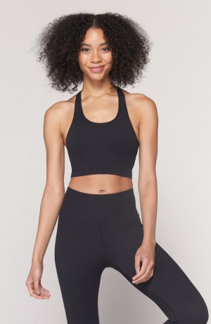 Women's Spiritual Gangster Athena Seamless Crop Tank Tops Black | BU3782904