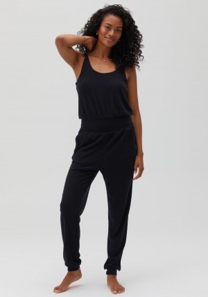 Women's Spiritual Gangster Ballet Rib Jumpsuit Dresses, Rompers & Jumpsuits Black | IJ4290763