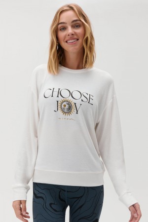 Women's Spiritual Gangster Choose Joy Savasana Sweater Long Sleeve Tops Stone | OA6097254