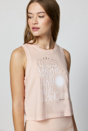 Women's Spiritual Gangster Create Magic Box Crop Tank Tees & Tanks Dusk Pink | BM7925306