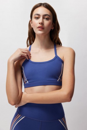 Women's Spiritual Gangster Dylan Dream Tech Eco Jersey Racerback Bra Bras Indigo | NK3190846