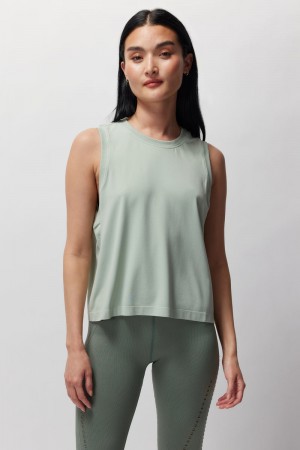 Women's Spiritual Gangster Elite Seamless Tank Tees & Tanks Sage | IQ9270613