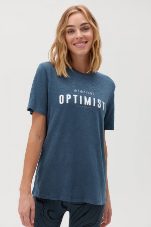 Women's Spiritual Gangster Eternal Optimist Short Sleeve Tees & Tanks Deep Sea Blue | DT5816340