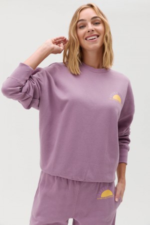 Women's Spiritual Gangster Find Joy Relaxed Crew Pullover Sweaters Amethyst | JM2038594