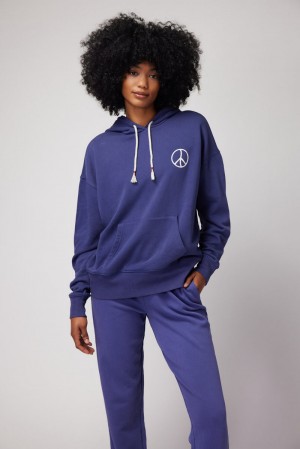 Women's Spiritual Gangster Harmony Phoebe Oversized Hoodie Sweatshirts Indigo | EN3290685