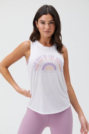 Women's Spiritual Gangster Journey Active Muscle Tank Tees & Tanks White | JO9782534