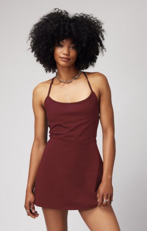 Women's Spiritual Gangster Lia Active Dress Dresses, Rompers & Jumpsuits Washed Burgundy | NS8465729