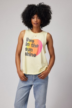 Women's Spiritual Gangster Live in the Sunshine Gigi Muscle Tank Tees & Tanks Sunlight | TQ2195706