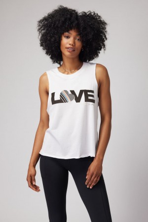 Women's Spiritual Gangster Love Heart Gigi Muscle Tank Tees & Tanks Stone | IL9087634