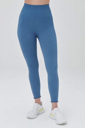 Women's Spiritual Gangster Love Sculpt 7/8 Ruffle Legging Leggings Coastal Blue | DI4518930