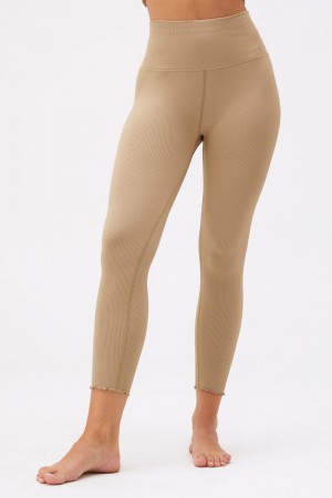 Women's Spiritual Gangster Love Sculpt 7/8 Ruffle Legging Leggings Desert | FS7834659