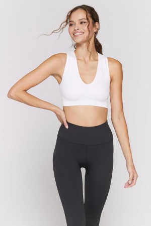 Women's Spiritual Gangster Metta Seamless Plunge Brami Tops Stone | WK7649158