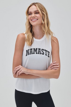 Women's Spiritual Gangster Namaste Muscle Tank Tees & Tanks Stone | PL3182957