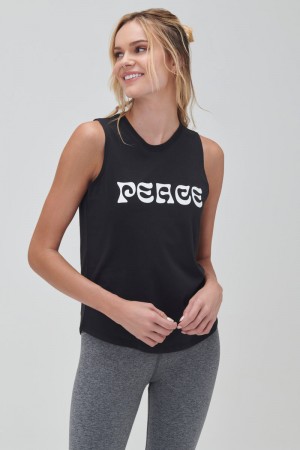 Women's Spiritual Gangster Peace Muscle Tank Tees & Tanks Black | QU8760215