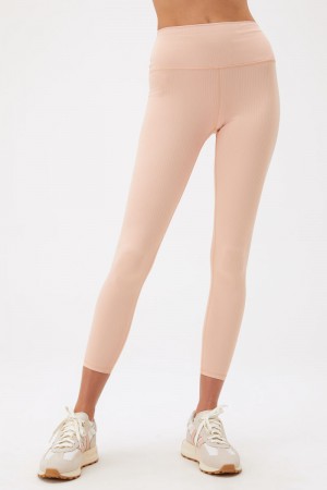 Women's Spiritual Gangster Renew High Waisted 7/8 Rib Legging Leggings Dusk Pink | TL9130824