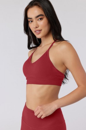 Women's Spiritual Gangster Selene Seamless Triangle Rib Bra Bras Ruby | EA6041823