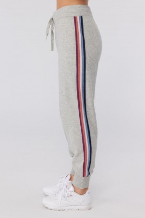 Women's Spiritual Gangster Stripe Sweater Knit Jogger Sweatpants & Joggers Heather Ash | SH9658310