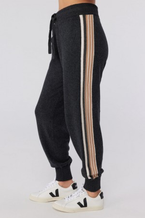 Women's Spiritual Gangster Stripe Sweater Knit Jogger Sweatpants & Joggers Vintage Black | DY7453902