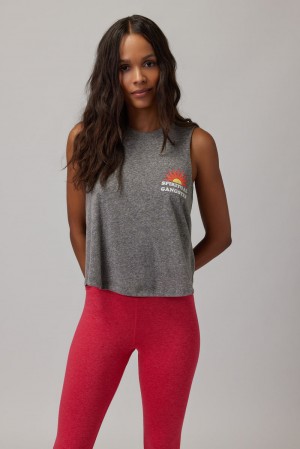 Women's Spiritual Gangster Summer Club Crop Tank Tees & Tanks Heather Grey | LP1356402