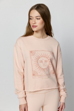 Women's Spiritual Gangster Sunshine Mazzy Crop Sweatshirt Sweaters Dusk Pink | WB5396278