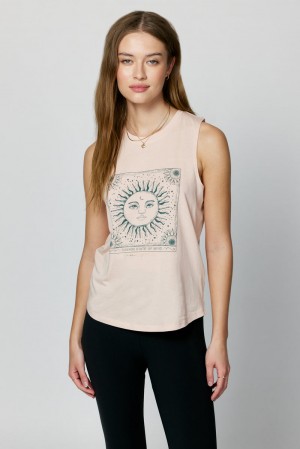 Women's Spiritual Gangster Sunshine State Of Mind Muscle Tank Tees & Tanks Dusk Pink | AC1468270