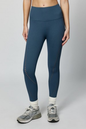 Women's Spiritual Gangster Thea 7/8 Seamless Legging Bottoms Deep Sea Blue | BJ0289573