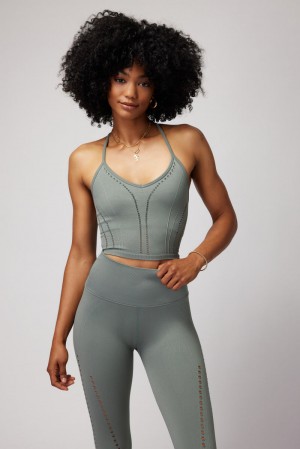 Women's Spiritual Gangster Thea Seamless Crop Tank Tees & Tanks Agave | NX3405981