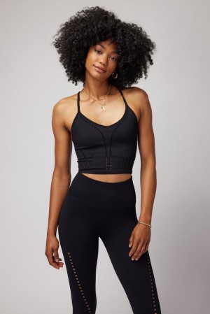 Women's Spiritual Gangster Thea Seamless Crop Tank Bras Black | IM7329816