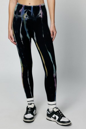 Women's Spiritual Gangster Tie Dye Love Sculpt Legging Leggings Black Tie Dye | LW2165984