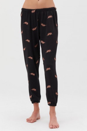 Women's Spiritual Gangster Tiger Perfect Sweatpant Vintage Sweatpants & Joggers Black Ditsy Tiger | RM8214657