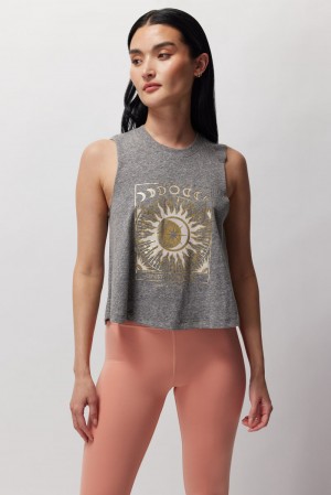 Women's Spiritual Gangster Trust The Universe Crop Tank Tees & Tanks Heather Grey | EL7869520