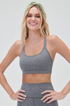 Women's Spiritual Gangster Vibra Tech Heather Racer Back Bra Bras Heather Grey | XG9712085