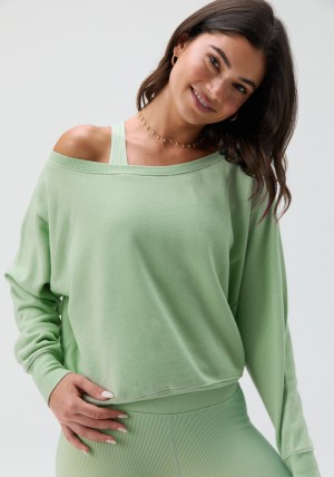 Women's Spiritual Gangster Vida Off Shoulder Sweatshirt Sweatshirts Mojito | QF3217968