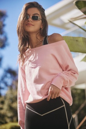 Women's Spiritual Gangster Vida Off Shoulder Sweatshirt Sweaters Peony | UI7234601