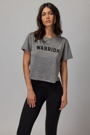 Women's Spiritual Gangster Warrior Crop Tee Tees & Tanks Heather Grey | YN9185632