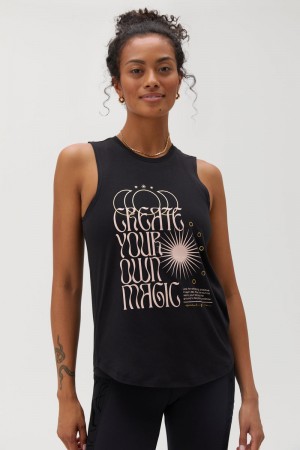 Women's Spiritual Gangster Your Own Magic Muscle Tank Tees & Tanks Black | GH7215986