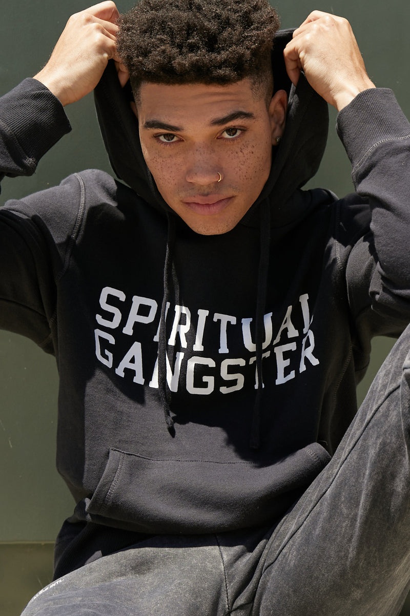 Men's Spiritual Gangster Classic Pullover Hoodie Hoodies & Jackets Vintage Black | IR4687159