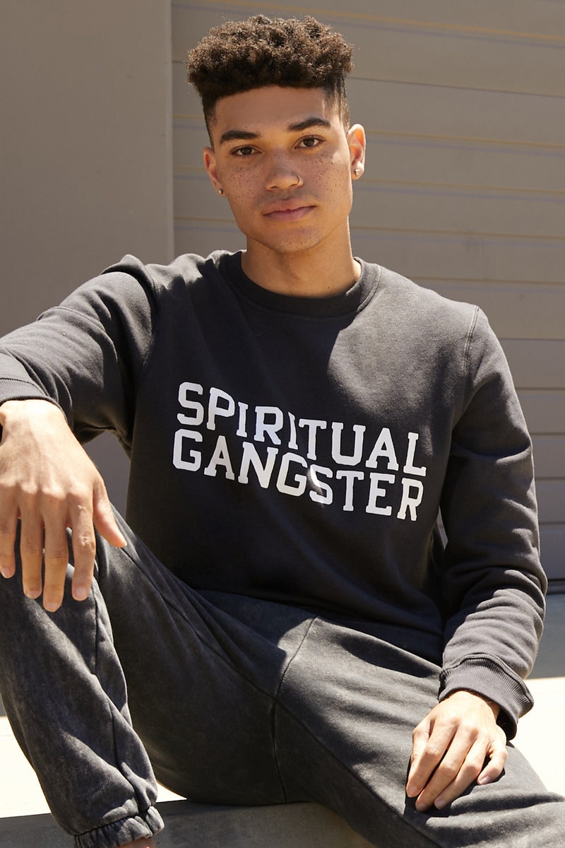 Men's Spiritual Gangster Old School Sweatshirt Sweatshirts Vintage Black | PZ6028347