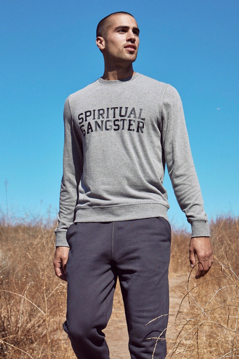 Men's Spiritual Gangster Old School Sweatshirt Sweatshirts Heather Grey | BX9637820