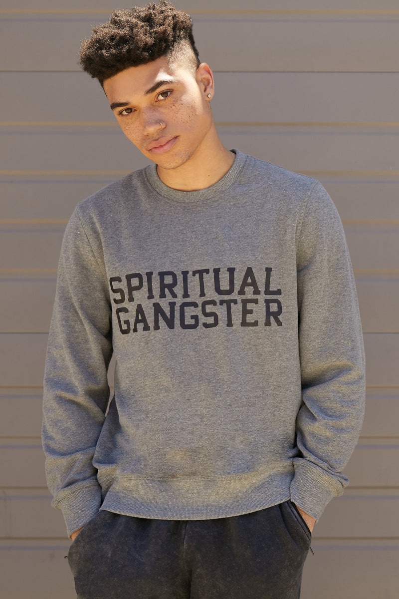 Men\'s Spiritual Gangster Old School Sweatshirt Sweatshirts Heather Grey | BX9637820