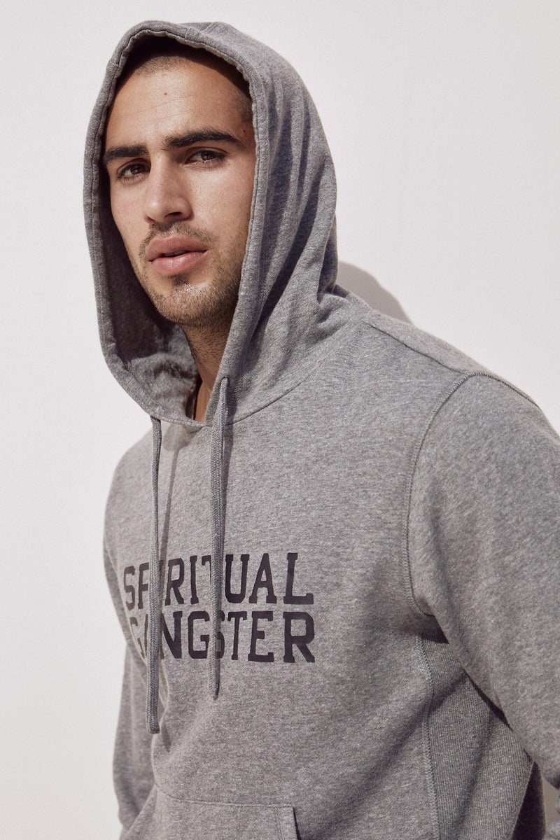 Men's Spiritual Gangster Classic Pullover Hoodie Sweatshirts Heather Grey | WO1536482