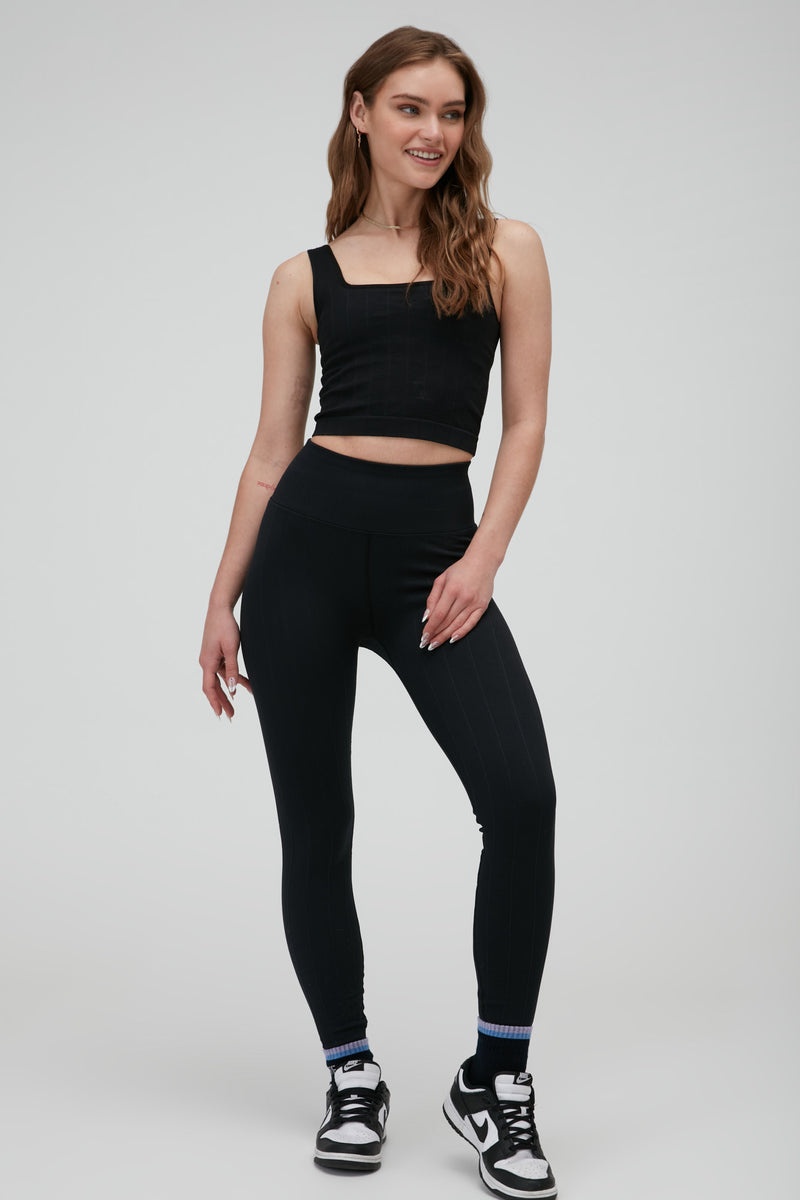 Women's Spiritual Gangster Amara Wide Rib Seamless Leggings Leggings Black | IN4902687