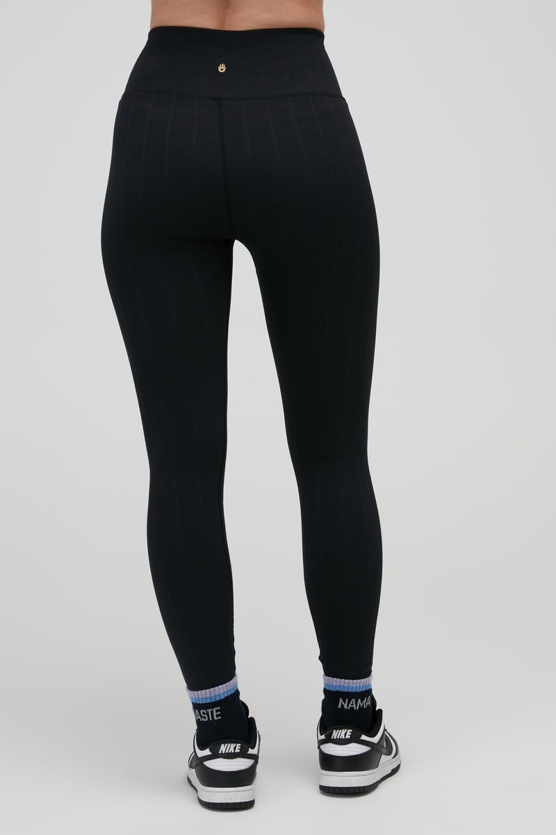 Women's Spiritual Gangster Amara Wide Rib Seamless Leggings Bottoms Black | NZ7085923